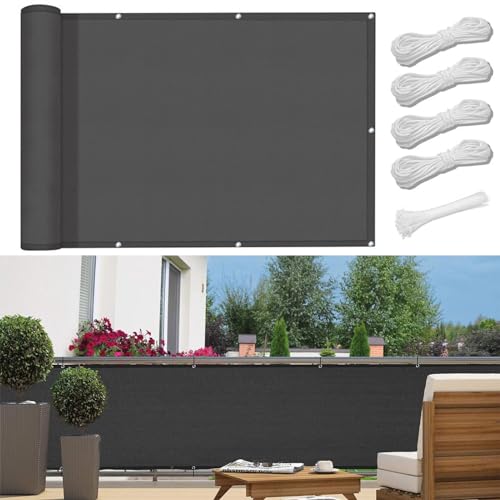 Balkon-Sichtschutzzaun-Abdeckung, robuster Zaun, Netz-Schattennetz-Abdeckung, Außen-Sichtschutzzaun für Terrasse, Hinterhof, Wohnung, Pool, Veranda, Gray,1x3.6M von fvmkiuyhn