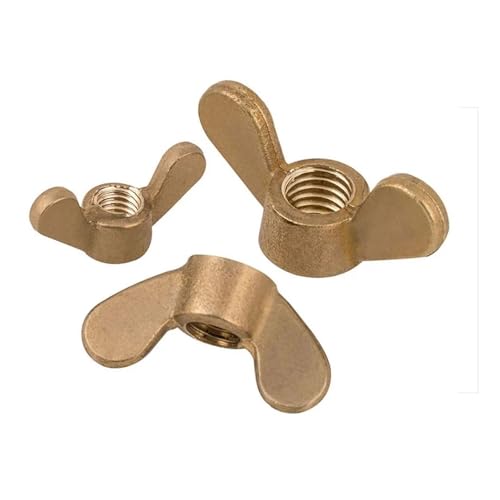 Flügelmuttern, Schmetterlingsmuttern, 1–10 Stück Messing Schmetterlingsflügel Kupfermuttern M3 4 5 6 8 10 12 14 16 20 Daumenschraube Hand von fwqnvSI
