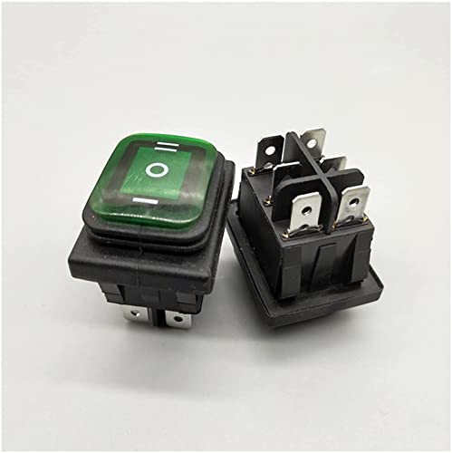 Netzschalter, Wippschalter, Wippschalter, Wippschalter, 1 Stück Kcd4-203 20 A/250 V AC 30 x 22 Wasserdichter Wippschalter 6-polig DPDT Ein Aus Ein 12 V 220 V rot grün LED-Licht Wippschalter von fwqnvSI