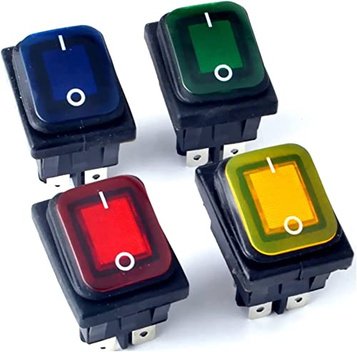 Rocker switch,Rocker Toggle Switch, Rocker Switch 1pcs 4 PIN Heavy Duty Waterproof Rocker Switch 220V von fwqnvSI