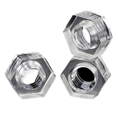 Sechskantmuttern, Muttern, Clipmuttern, Sechskantmutter, 10 Stück, transparente Sechskant-Acryl-PC-Mutter M2 M2,5 M3 M4 M5 M6 M8 M10, Kunststoff, durchsichtige Polycarbonat-Sechskantmuttern(M10) von fwqnvSI
