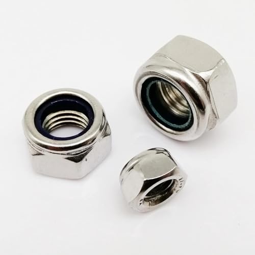 Sechskantmuttern, Muttern, Clipmuttern, Sechskantmutter 100 Stück M2 M2.5 M3 M3.5 M4 M5 M6 M8 M10 M12 304 Edelstahl Schwarz Sechskant Nyloneinsatz Kontermutter Sechskant Selbstsichernde Kontermutter(3 von fwqnvSI