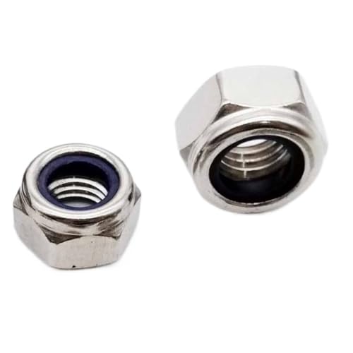 Sechskantmuttern, Muttern, Clipmuttern, Sechskantmutter 5 Stück M2-M16 304 Edelstahl Sechskant Sechskant Nyloneinsatz Selbstsichernde Mutter Nylock-Mutter Kontermutter)(M2.5) von fwqnvSI