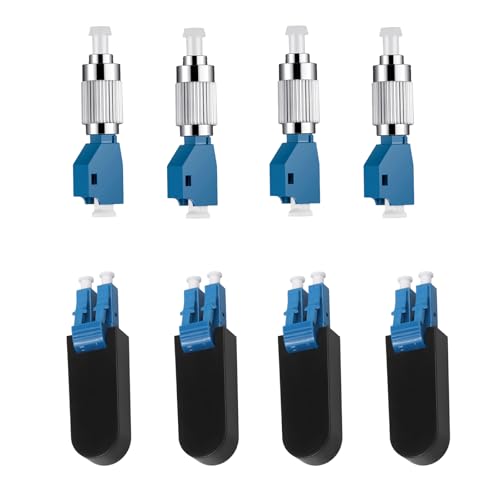 4 Stück FC-Stecker auf LC-Buchse, Glasfaser-Adapter 9/125 Singlemode + 4 Stück LC/UPC OS2 Single Mode Loopback Stecker – für Glasfaserkabel-Tests, Netzwerk-Fehlerbehebung und Zertifizierung von fyboptwu