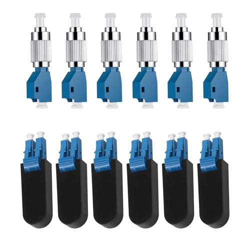 6 Stück FC-Stecker auf LC-Buchse, Glasfaser-Adapter 9/125 Singlemode + 6 Stück LC/UPC OS2 Single Mode Loopback Stecker – für Glasfaserkabel-Tests, Netzwerk-Fehlerbehebung und Zertifizierung von fyboptwu