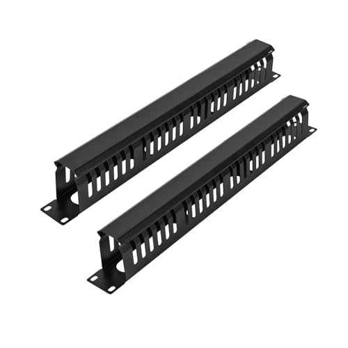 Cable Manager 1U Rack Mount, 48.3 cm Horizontal 24 Slot Metal Finger Duct with Cover - 2 Pack for Server Racks, Black Cable Manager 1U Rack Mount, 48.3 cm Horizontal 24 Slot Metal Finger Duct with Cover - 2 Pack for Server Racks, Black von fyboptwu
