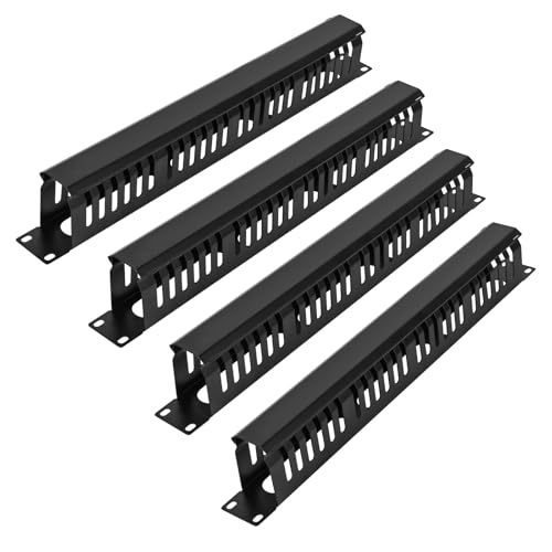 Cable Manager 1U Rack Mount, 48.3 cm Horizontal 24 Slot Metal Finger Duct with Cover - 4 Pack for Server Racks, Black Cable Manager 1U Rack Mount, 48.3 cm Horizontal 24 Slot Metal Finger Duct with Cover - 4 Pack for Server Racks, Black von fyboptwu