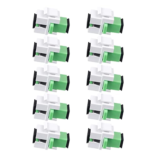 fyboptwu - 10 Stück Glasfaser-Keystone-Kupplung SC auf SC Simplex Singlemode APC Kupplung für Glasfaserwandplatte fyboptwu - 10 Stück Glasfaser-Keystone-Kupplung SC auf SC Simplex Singlemode APC Kupplung für Glasfaserwandplatte von fyboptwu