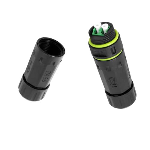 fyboptwu - IP68 wasserdichter LC-auf-LC-Duplex-LWL-Koppler, für den Außenbereich, robuster LC-Glasfaserstecker für Kabelverlängerung, Patch- und Netzwerkverbindungen (schwarz, 1 Stück) von fyboptwu