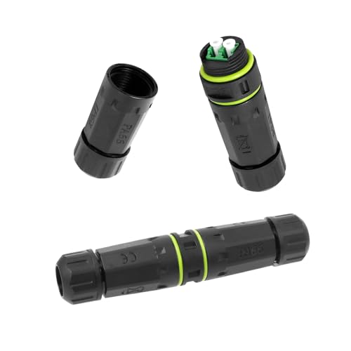 fyboptwu - IP68 wasserdichter LC-auf-LC-Duplex-LWL-Koppler, für den Außenbereich, robuster LC-Glasfaserstecker für Kabelverlängerung, Patch- und Netzwerkverbindungen (schwarz, 2 Stück) von fyboptwu