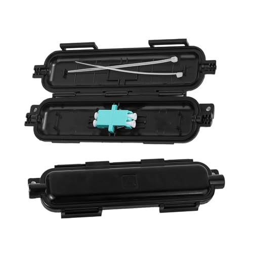 fyboptwu Optische Faser-Verbindungsbox (2 Packungen) mit 2 LC-OM3-Duplex-Koppler-Adaptern – FTTH Drop Kabel-Schutzbox für Innen- und Außenbereich, Glasfaserverbindungsschutz von fyboptwu