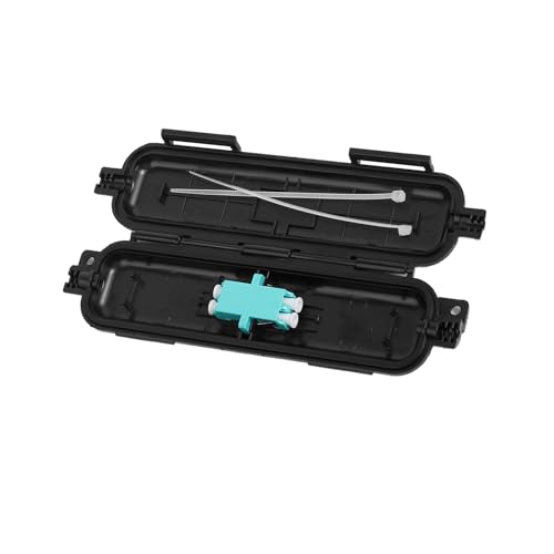 fyboptwu Wasserdichte Verbindungsbox aus optischen Fasern (1 Packung) mit 1 LC OM3 Duplex-Koppler-Adapter – FTTH Drop Kabel-Schutzbox für Innen- und Außenbereich, Glasfaserverbindungsschutz von fyboptwu
