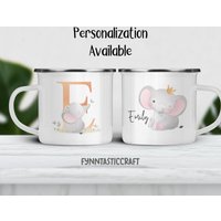 Personalisierte Emaille Elefant Camping Becher, Süße Alphabet Buchstabe E Becher Für Kinder, Personalisierte Kinder Benutzerdefinierte Geschenk von fynntasticcraft