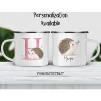 Personalisierte Emaille Igel Camping Becher, Süße Alphabet Buchstabe H Becher Für Kinder, Personalisierte Kinder Benutzerdefinierte Geschenk von fynntasticcraft
