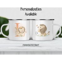 Personalisierte Emaille Löwe Camping Becher, Süße Alphabet Buchstabe L Becher Für Kinder, Personalisierte Kinder Benutzerdefinierte Geschenk von fynntasticcraft