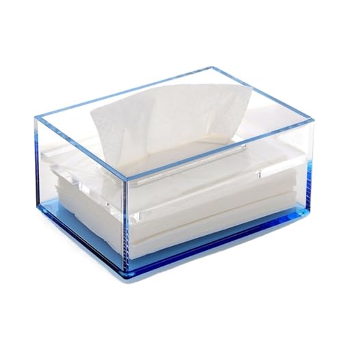 Taschentuchbox Acryl Tissue Box Cover Rechteckiger Kosmetiktücherhalter for Badezimmer Küche Schlafzimmer Büro Taschentuchhalter(Blue,Groß) von gC7aHx8