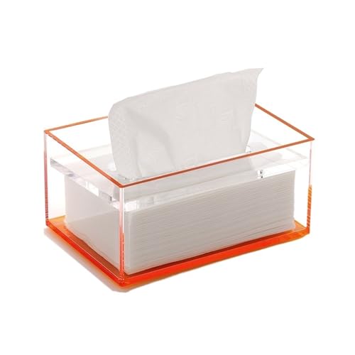 Taschentuchbox Acryl Tissue Box Cover Rechteckiger Kosmetiktücherhalter for Badezimmer Küche Schlafzimmer Büro Taschentuchhalter(Orange,Klein) von gC7aHx8