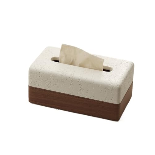 Taschentuchbox Kreative Ledernähte Taschentuchbox-Abdeckung Wohnzimmer Licht Luxus Servietten-Gesichtsspender Desktop-Dekoration Taschentuchhalter(Weiß) von gC7aHx8