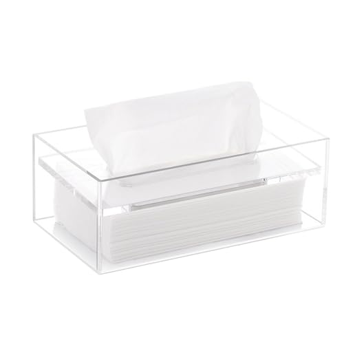 Taschentuchbox Leichte Luxus-Restaurant-kommerzielle Tissue-Aufbewahrungsbox Minimalistischer Couchtisch-Desktop-Acryl-Serviettenspender Taschentuchhalter(Weiß,Groß) von gC7aHx8