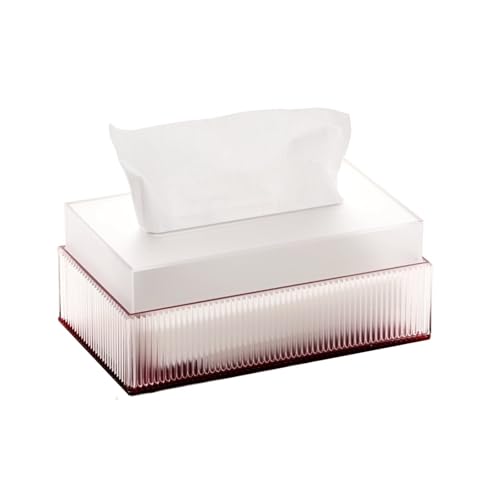 Taschentuchbox Leichte Luxus-Tissue-Box aus Acryl for den Schreibtisch, halbgewellte Serviettenspender for das Gesicht, for Zuhause, Restaurants, Hotels Taschentuchhalter(Red,Klein) von gC7aHx8