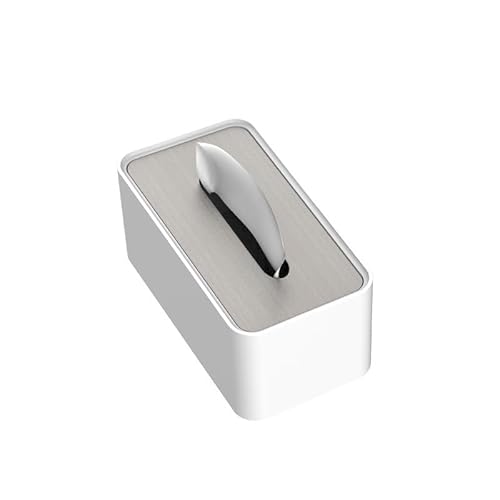 Taschentuchbox Moderner Taschentuchboxhalter aus Edelstahl, hochwertiger Desktop-Serviettenspender for das Gesicht, for Hotelbüros Taschentuchhalter(Weiß,Klein) von gC7aHx8
