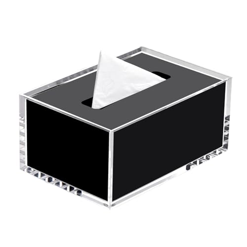 Taschentuchbox Rechteckige Serviettenhalter for Kosmetiktücher, Spender for Zuhause, Büro, Auto, Tissue Box, dekorativer Behälter Taschentuchhalter(Schwarz,Klein) von gC7aHx8