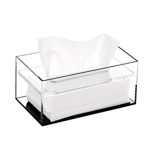 Taschentuchbox Rechteckiger Gesichtsspender aus Acryl for Badezimmer, Kommode, Büro, Auto, Taschentuchbox Taschentuchhalter(Schwarz,Klein) von gC7aHx8