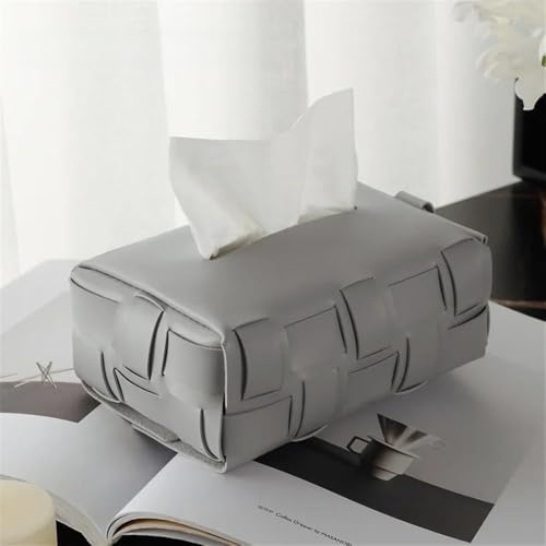 Taschentuchbox Taschentuchbox, kariert, gewebtes Leder, Papier, Wohnzimmer, Tisch, Schlafzimmer, Organizer Taschentuchhalter(Grigio) von gC7aHx8