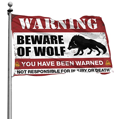 gaeruite Coole Flaggen für Wohnheim, Motiv: Beware of Wolf Flagge, 120 x 180 cm von gaeruite