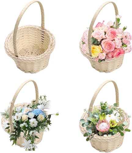 4 Stück Körbe Für Blumenmädchen - -Webkörbe Hochzeits-Blumenkorb | 10 X 12 Cm Herzförmiger Gewebter Korb Mit Griff | Kleine Weiden Rattan Korb Bespannt Herz Ablagekorb Osterkorb Partydekor 4 Stück Körbe Für Blumenmädchen - -Webkörbe Hochzeits-Blumenkorb | 10 X 12 Cm Herzförmiger Gewebter Korb Mit Griff | Kleine Weiden Rattan Korb Bespannt Herz Ablagekorb Osterkorb Partydekor von galeyyu