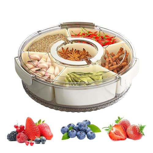 galeyyu Snacktablett mit Deckel, geteiltes Serviertablett - Snackplatte mit Deckel | Transparenter Snackbox-Behälter mit Deckel und Griff, tragbares Snacktablett mit 6 Fächern für, Picknick, galeyyu Snacktablett mit Deckel, geteiltes Serviertablett - Snackplatte mit Deckel | Transparenter Snackbox-Behälter mit Deckel und Griff, tragbares Snacktablett mit 6 Fächern für, Picknick, von galeyyu