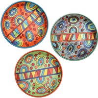 Frühstücksteller, Kuchenteller, Speiseteller, Bunt Bemalt, Set/3 von gallundzick