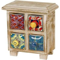 Kleines Dekomöbel Mit Handbemalten Keramikschüben von gallundzick