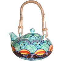 Teekanne Mit Bambusgriff, 1, 1L Fassungsvermögen, Handbemalte Keramik von gallundzick