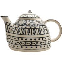 Teekanne Schwarz/Weiß Keramik Handbemalt von gallundzick