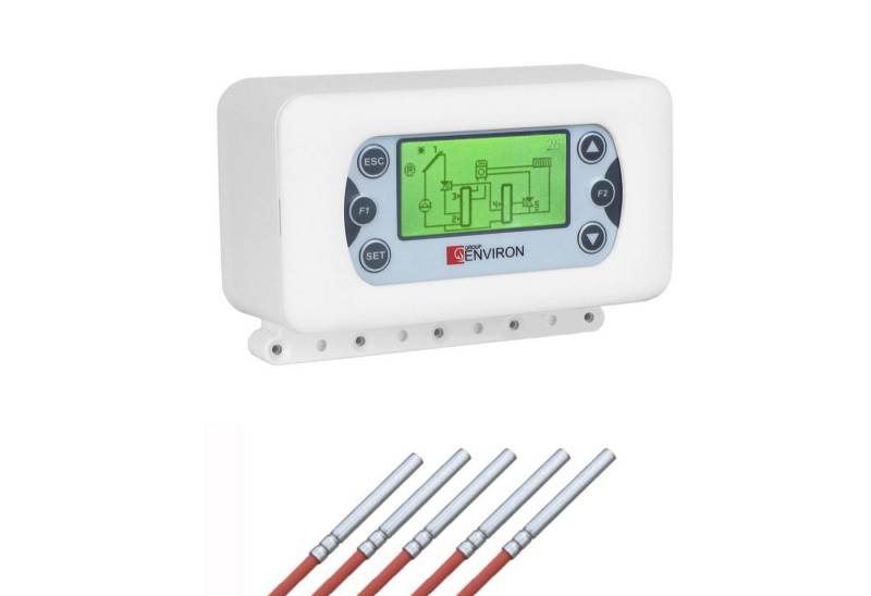 ganz24 Thermodetektor TSol 500 Solar Temperatur-Differenzregler - 27 Anlageschemen, 1x TSol 500, 5x Temperaturfühler, 1x Aufputzkasten, Übersichtliches Display von ganz24