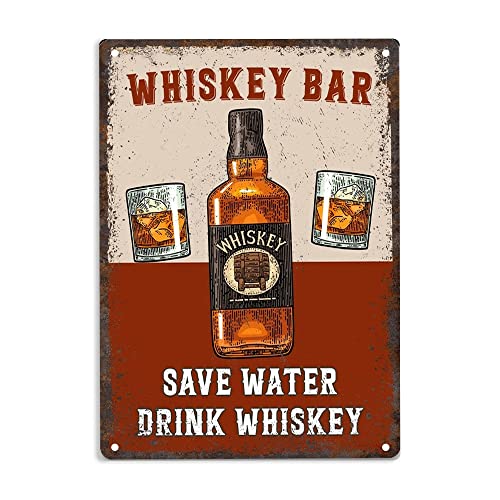 Whiskey Bar Save Water Drink Whiskey Schild Metall Blechschild Whiskey Bar Poster für Home Office Restaurants Schlafzimmer Cafés Bars Pub Man Cave Wanddekoration Schild 30,5 x 20,3 cm von gaoji-nice