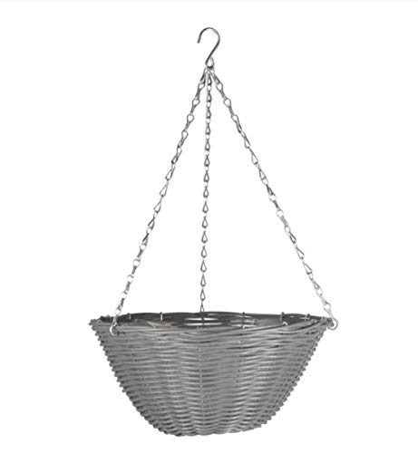 Garden Mile® Rattan-Effekt Garten Hängekörbe für Blumendekorations-Außen- oder Indoor-Hängetopf (Schieferkorb) von garden mile