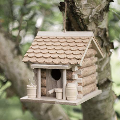 Garden Mile® Vogelhaus für den Außenbereich, aus Kork und Holz, zum Aufhängen, für Garten, Dekoration von Wildvögeln, Kork. von garden mile