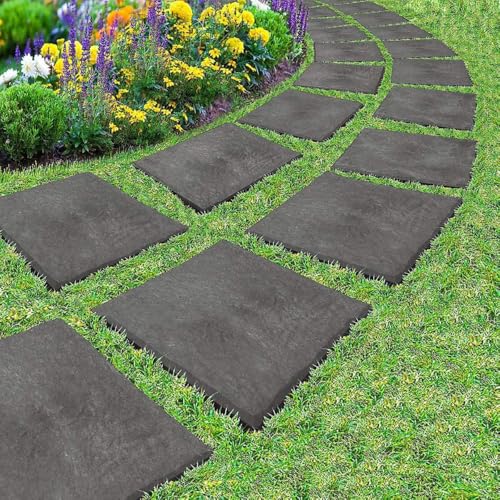 Garden Mile 12-teiliges 30 cm Pflasterplatten-Set – rutschfeste langlebige Garten-Stomp-Stomp-Steine – robuste Rasenpflastersteine – einfache Installation – leichte Kunststoff-Bodenplatten für Garten von garden mile