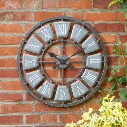 Garden Mile 60 cm römische Ziffern Stein Outdoor Uhren für den Garten, wasserdicht, große Wanduhr für Wohnzimmer, Außen, Gartenuhr, Gartenornament, große Uhr für drinnen und draußen Garden Mile 60 cm römische Ziffern Stein Outdoor Uhren für den Garten, wasserdicht, große Wanduhr für Wohnzimmer, Außen, Gartenuhr, Gartenornament, große Uhr für drinnen und draußen von garden mile