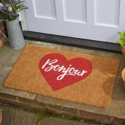 Garden Mile Decoir Fußmatte mit natürlicher Optik, rutschfeste PVC-Rückseite, sicher, rutschfest, für drinnen und draußen (Bonjour) von garden mile