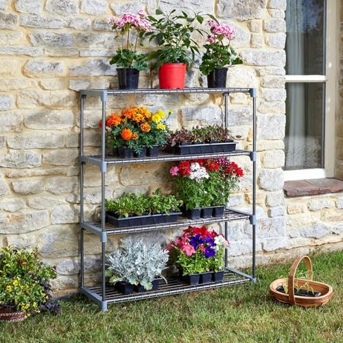 Garden Mile GroZone Gewächshausregal 4 Etagen Schwerlast Metall Pflanzenständer für Gewächshäuser, Schuppen & Grow Häuser, Pulverbeschichteter Stahlrahmen mit abnehmbaren Ablagen (4 Etagen GroZone Garden Mile GroZone Gewächshausregal 4 Etagen Schwerlast Metall Pflanzenständer für Gewächshäuser, Schuppen & Grow Häuser, Pulverbeschichteter Stahlrahmen mit abnehmbaren Ablagen (4 Etagen GroZone von garden mile