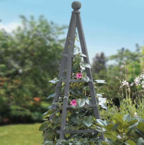 Garden Mile Großer Garten-Obelisk aus Holz, Schiefer, grau, 1,5 m, robust, für Rosen, Kletterpflanzen, Stützstruktur, Gartendekoration, Ornament von garden mile