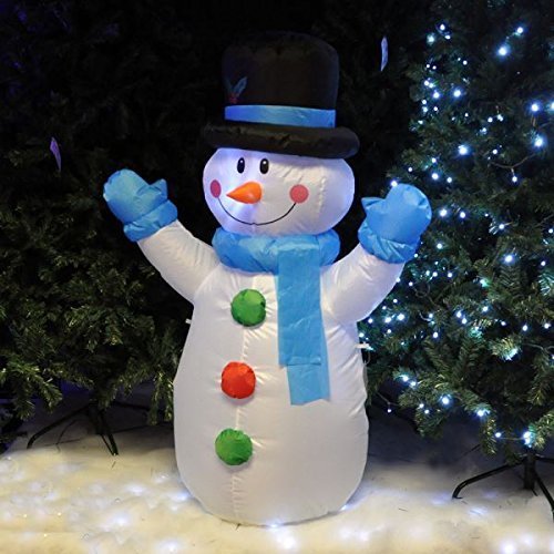 Garden Mile Großer selbstaufblasbarer Schneemann mit eingebauten LED-Lichtern Weihnachtsdekorationen elektrisch aufblasbar riesig beleuchtet, Weihnachtsschmuck Weihnachtsfigur Statue für drinnen von garden mile