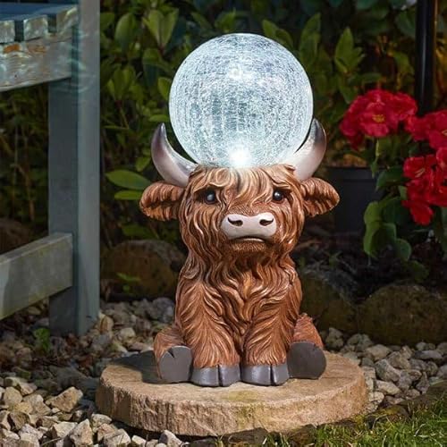 Garden Mile Hochlandkuh Gartenornamente mit solarbetriebenem LED-Licht – Große Outdoor-Kuh-Figur aus Kunstharz, solarbetrieben, knisternde Kugel, Gartendekorationen, Solar-Tier Garden Mile Hochlandkuh Gartenornamente mit solarbetriebenem LED-Licht – Große Outdoor-Kuh-Figur aus Kunstharz, solarbetrieben, knisternde Kugel, Gartendekorationen, Solar-Tier von garden mile