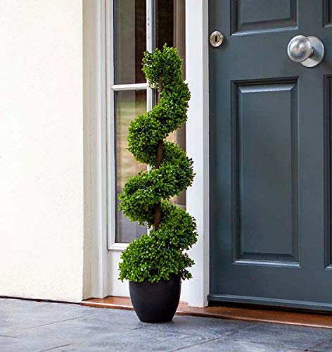 Garden Mile Künstlicher Formschnitt-Obelisk-Baum, stilvolle Pflanze, künstlicher gedrehter Sträucher für Ihren Garten, Outdoor, Terrasse, Lounge oder Wintergarten (Buchsbaum-Formschnitt) von garden mile