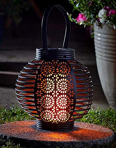 Garden Mile LED Solar Flammeneffekt Laterne, Warmweiße Hängeleuchten Ideal für Ihre Garten, Deck oder Terrasse Beleuchtung, Schöne Beleuchtung für Ihren Garten (Flammenlaterne) von garden mile