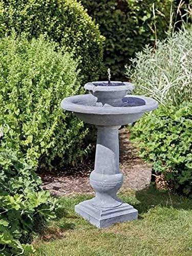 Garden Mile Solar-Wasserspiel Chatsworth aus Kunstharz, 2-stöckig, mit Stein-Effekt, solarbetrieben, freistehend, solarbetrieben, Vogeltränke, Dekoration für Garten, Terrasse, Rasen von garden mile
