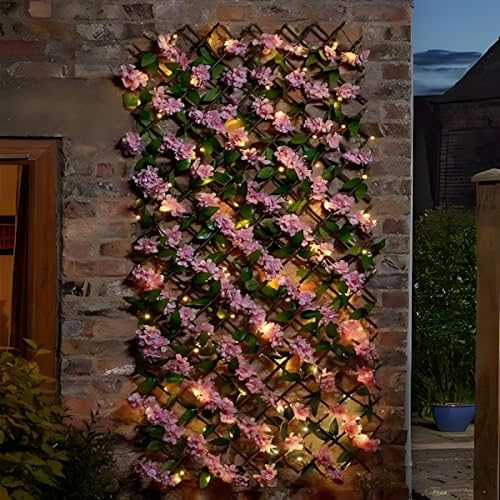 Garden Mile Solar beleuchtetes Spalier mit rosa Blüten, Blätter und Blumen, künstliche Blätter, Rankgitter, Panel, Frühling und Sommer, Gartendekoration, beleuchtet, Kletterpflanzen, Blumen (180 x 90 Garden Mile Solar beleuchtetes Spalier mit rosa Blüten, Blätter und Blumen, künstliche Blätter, Rankgitter, Panel, Frühling und Sommer, Gartendekoration, beleuchtet, Kletterpflanzen, Blumen (180 x 90 von garden mile